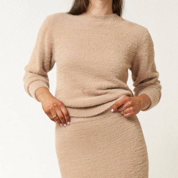 Fuzzy Knit Sweater & Midi Skirt Set - Picture 1 of 4